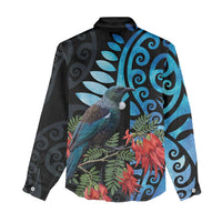 Tui Bird Kakabeak New Zealand Women Casual Shirt Clianthus Galaxy Maori Koru Pattern LT22 - Polynesian Pride