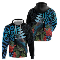 Tui Bird Kakabeak New Zealand Zip Hoodie Clianthus Galaxy Maori Koru Pattern LT22 - Polynesian Pride