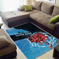 Snapper Fishing New Zealand Area Rug Tamure Fish Hook Maori Pattern