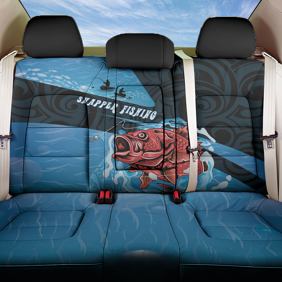 Snapper Fishing New Zealand Back Car Seat Cover Tamure Fish Hook Maori Pattern