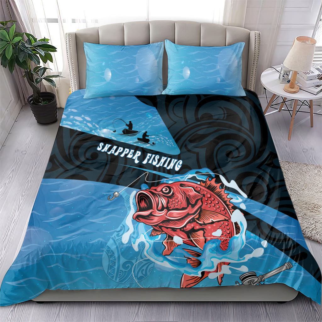 Snapper Fishing New Zealand Bedding Set Tamure Fish Hook Maori Pattern