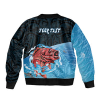 Personalised Snapper Fishing New Zealand Bomber Jacket Tamure Fish Hook Maori Pattern LT22 - Polynesian Pride