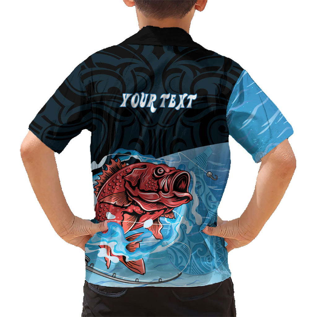 Personalised Snapper Fishing New Zealand Family Matching Puletasi and Hawaiian Shirt Tamure Fish Hook Maori Pattern