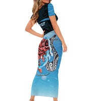 Personalised Snapper Fishing New Zealand Family Matching Short Sleeve Bodycon Dress and Hawaiian Shirt Tamure Fish Hook Maori Pattern