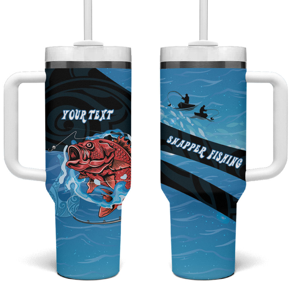 Personalised Snapper Fishing New Zealand Tumbler With Handle Tamure Fish Hook Maori Pattern LT22 One Size: 40 oz Blue - Polynesian Pride