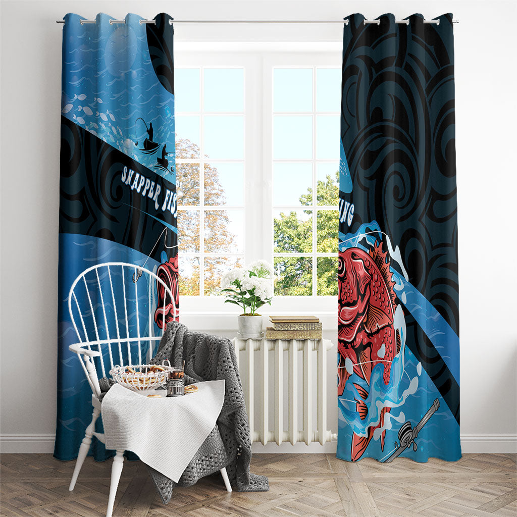 Snapper Fishing New Zealand Window Curtain Tamure Fish Hook Maori Pattern