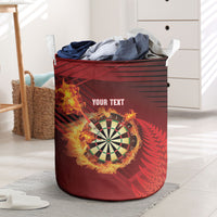 Personalised Darts New Zealand Laundry Basket Silver Fern Red Color LT22 Red - Polynesian Pride