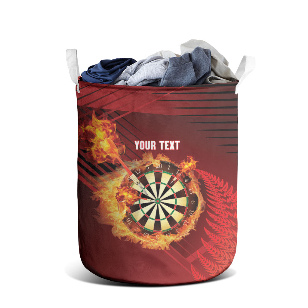 Personalised Darts New Zealand Laundry Basket Silver Fern Red Color LT22 - Polynesian Pride
