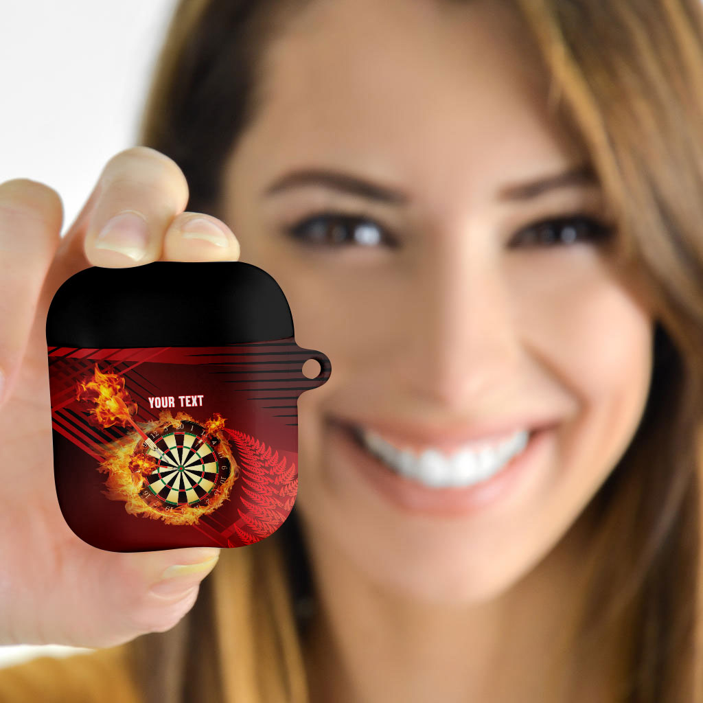 Personalised Darts New Zealand AirPods Case Silver Fern Red Color