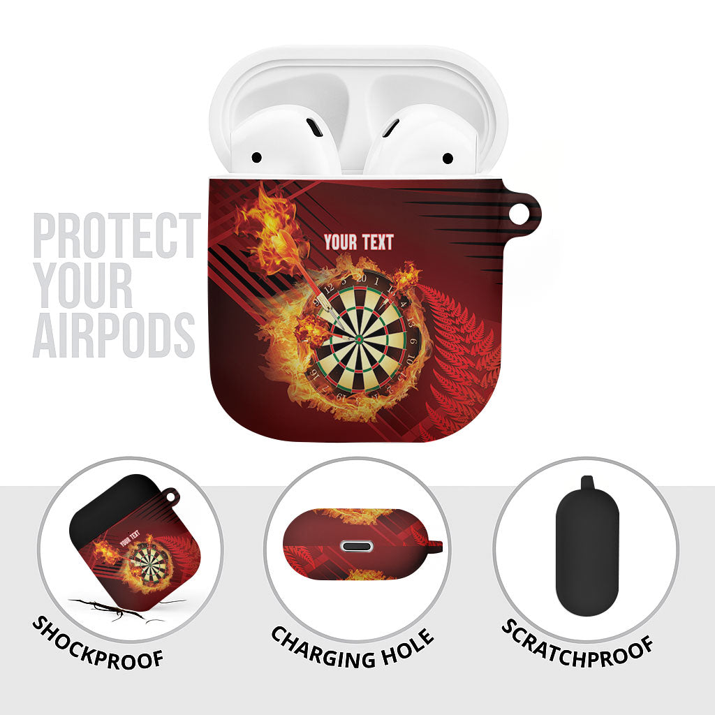 Personalised Darts New Zealand AirPods Case Silver Fern Red Color