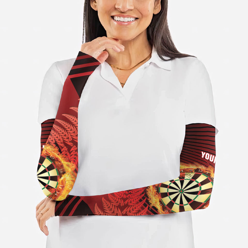 Personalised Darts New Zealand Arm Sleeves Silver Fern Red Color
