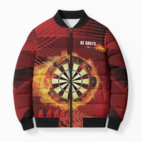 Personalised Darts New Zealand Bomber Puffer Jacket Silver Fern Red Color