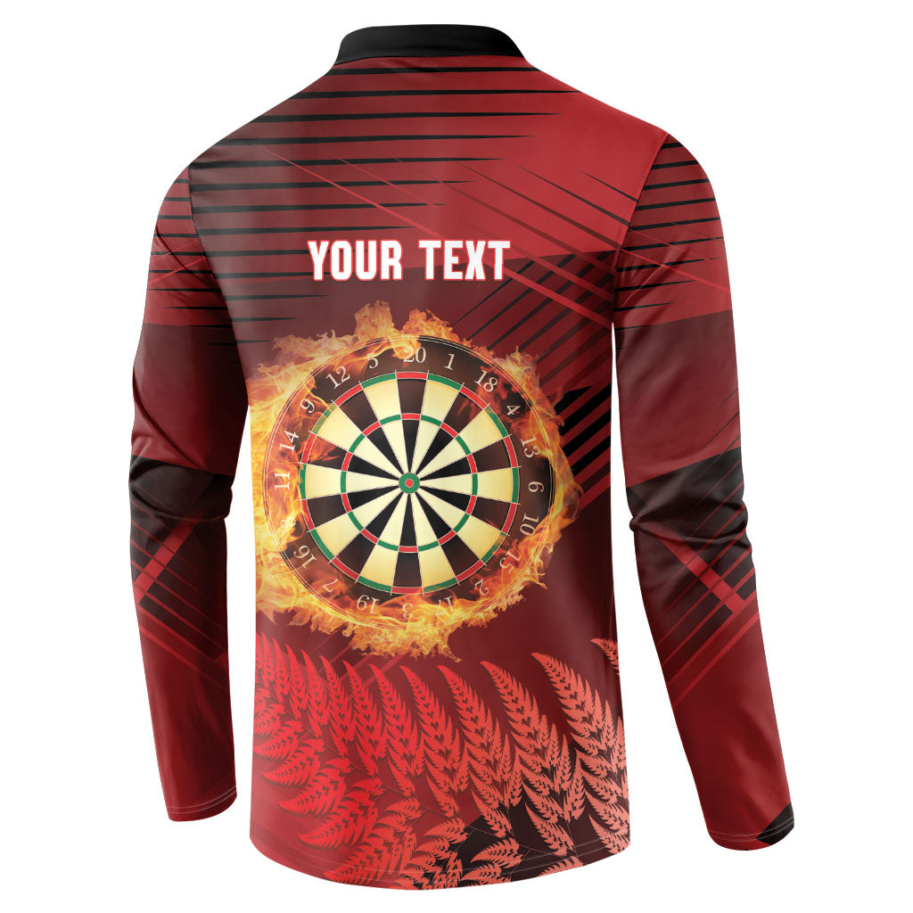 Personalised Darts New Zealand Button Sweatshirt Silver Fern Red Color