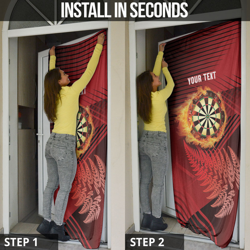 Personalised Darts New Zealand Door Cover Silver Fern Red Color