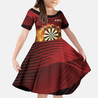 Personalised Darts New Zealand Family Matching Long Sleeve Bodycon Dress and Hawaiian Shirt Silver Fern Red Color LT22 Daughter's Dress Red - Polynesian Pride