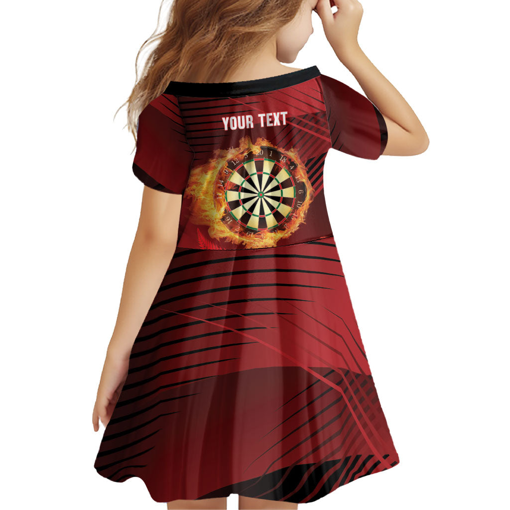Personalised Darts New Zealand Family Matching Long Sleeve Bodycon Dress and Hawaiian Shirt Silver Fern Red Color LT22 - Polynesian Pride