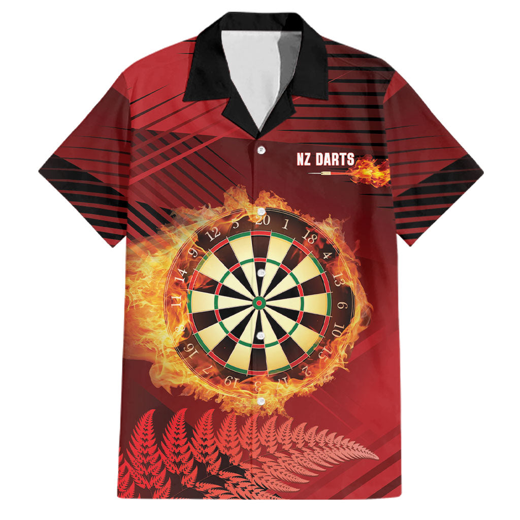 Personalised Darts New Zealand Family Matching Long Sleeve Bodycon Dress and Hawaiian Shirt Silver Fern Red Color LT22 Dad's Shirt - Short Sleeve Red - Polynesian Pride