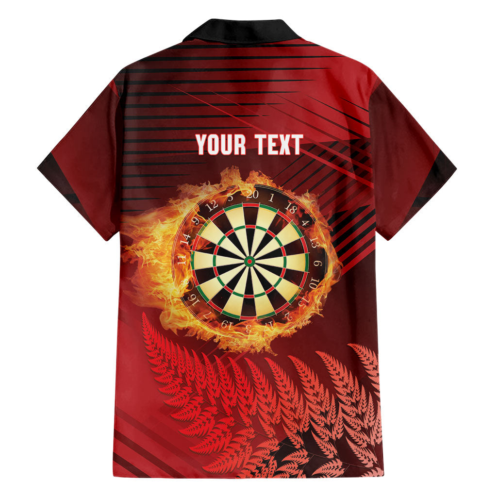 Personalised Darts New Zealand Family Matching Long Sleeve Bodycon Dress and Hawaiian Shirt Silver Fern Red Color LT22 - Polynesian Pride
