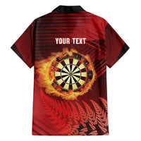 Personalised Darts New Zealand Family Matching Long Sleeve Bodycon Dress and Hawaiian Shirt Silver Fern Red Color LT22 - Polynesian Pride