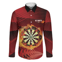 Personalised Darts New Zealand Family Matching Long Sleeve Bodycon Dress and Hawaiian Shirt Silver Fern Red Color LT22 Dad's Shirt - Long Sleeve Red - Polynesian Pride