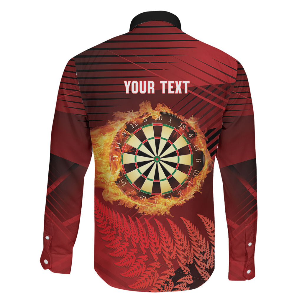 Personalised Darts New Zealand Family Matching Long Sleeve Bodycon Dress and Hawaiian Shirt Silver Fern Red Color LT22 - Polynesian Pride