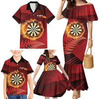 Personalised Darts New Zealand Family Matching Mermaid Dress and Hawaiian Shirt Silver Fern Red Color