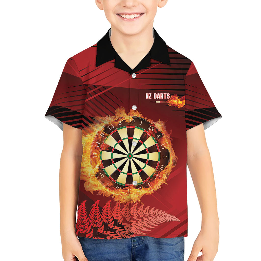 Personalised Darts New Zealand Kid Hawaiian Shirt Silver Fern Red Color LT22 Kid Red - Polynesian Pride