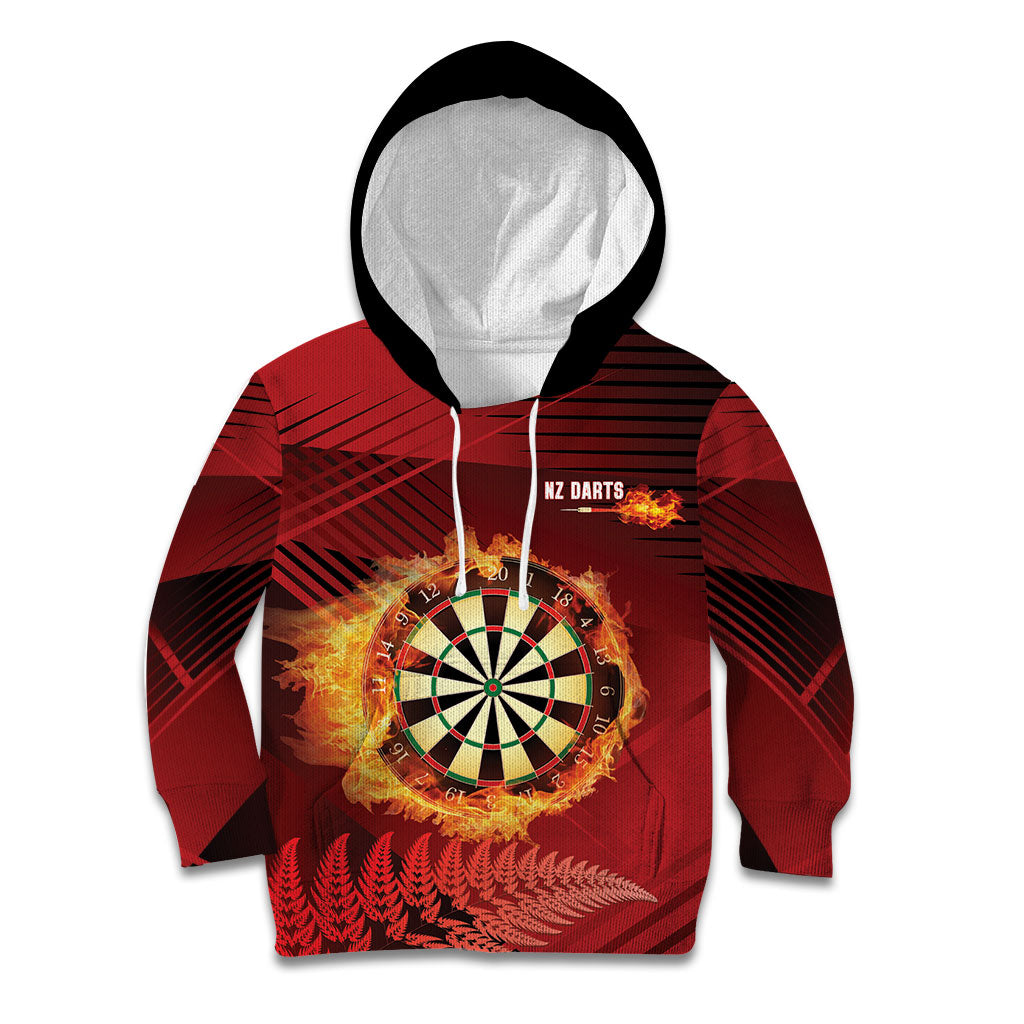 Personalised Darts New Zealand Kid Hoodie Silver Fern Red Color LT22 Hoodie Red - Polynesian Pride