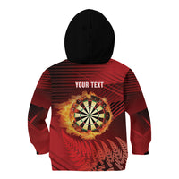 Personalised Darts New Zealand Kid Hoodie Silver Fern Red Color LT22 - Polynesian Pride