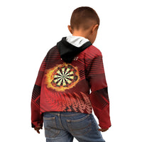 Personalised Darts New Zealand Kid Hoodie Silver Fern Red Color LT22 - Polynesian Pride