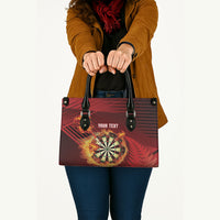 Personalised Darts New Zealand Leather Bag Silver Fern Red Color