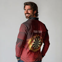 Personalised Darts New Zealand Long Sleeve Polo Shirt Silver Fern Red Color LT22 - Polynesian Pride