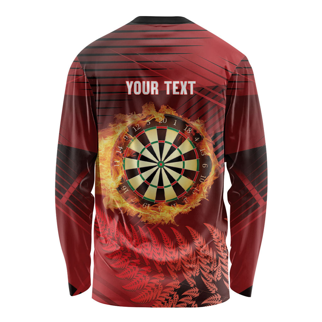 Personalised Darts New Zealand Long Sleeve Shirt Silver Fern Red Color