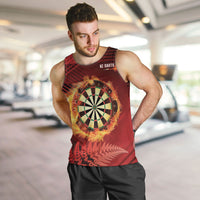 Personalised Darts New Zealand Men Tank Top Silver Fern Red Color