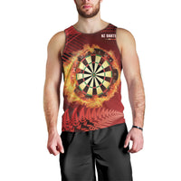 Personalised Darts New Zealand Men Tank Top Silver Fern Red Color