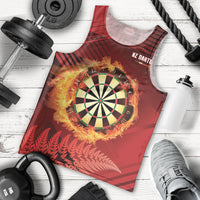 Personalised Darts New Zealand Men Tank Top Silver Fern Red Color