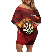 Personalised Darts New Zealand Off Shoulder Short Dress Silver Fern Red Color LT22 Women Red - Polynesian Pride