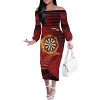 Personalised Darts New Zealand Off The Shoulder Long Sleeve Dress Silver Fern Red Color