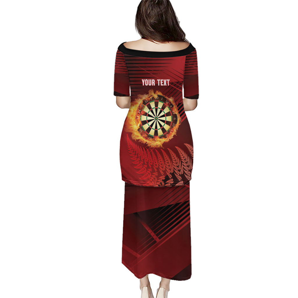 Personalised Darts New Zealand Puletasi Silver Fern Red Color