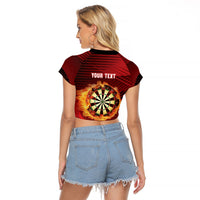 Personalised Darts New Zealand Raglan Cropped T Shirt Silver Fern Red Color LT22 - Polynesian Pride