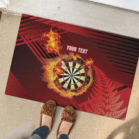 Personalised Darts New Zealand Rubber Doormat Silver Fern Red Color