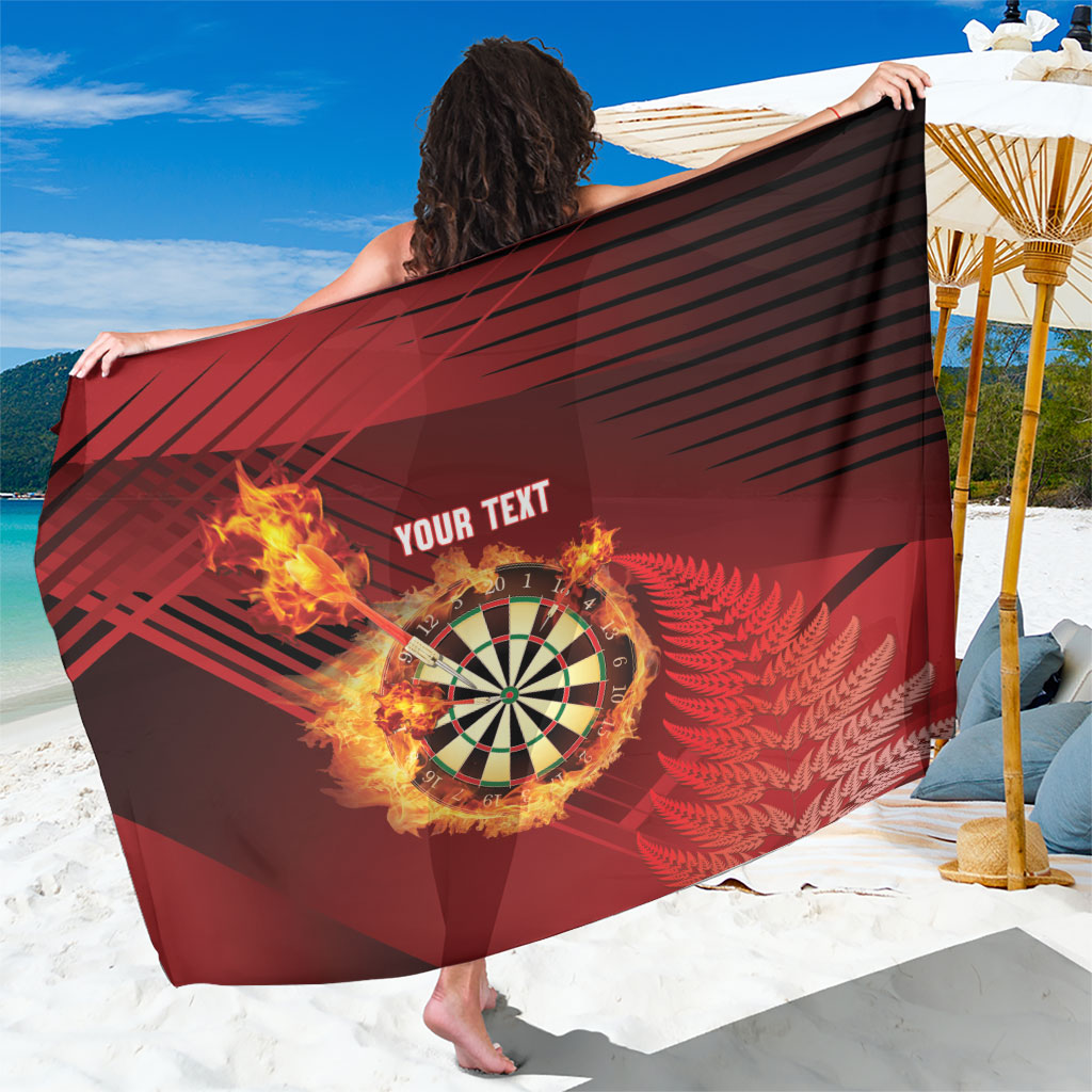Personalised Darts New Zealand Sarong Silver Fern Red Color LT22 One Size 44 x 66 inches Red - Polynesian Pride