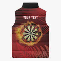 Personalised Darts New Zealand Sleeveless Puffer Jacket Silver Fern Red Color