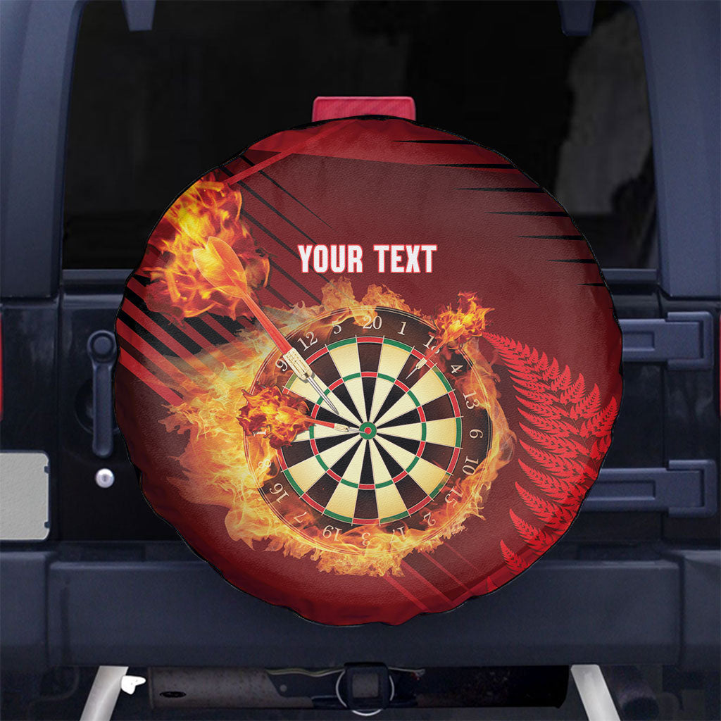Personalised Darts New Zealand Spare Tire Cover Silver Fern Red Color LT22 No hole Red - Polynesian Pride