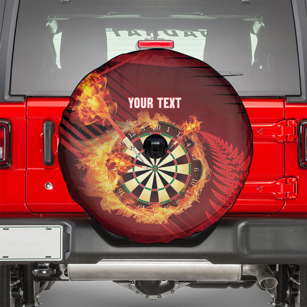 Personalised Darts New Zealand Spare Tire Cover Silver Fern Red Color LT22 - Polynesian Pride