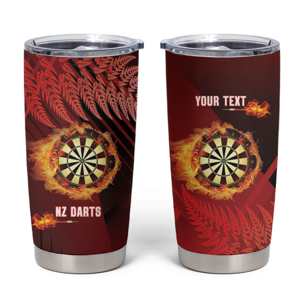 Personalised Darts New Zealand Tumbler Cup Silver Fern Red Color