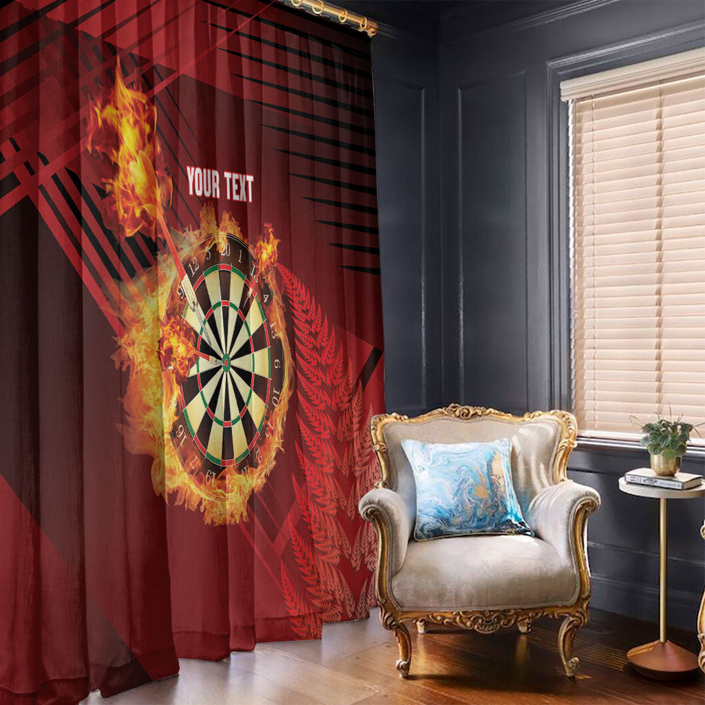 Personalised Darts New Zealand Window Curtain Silver Fern Red Color LT22 - Polynesian Pride