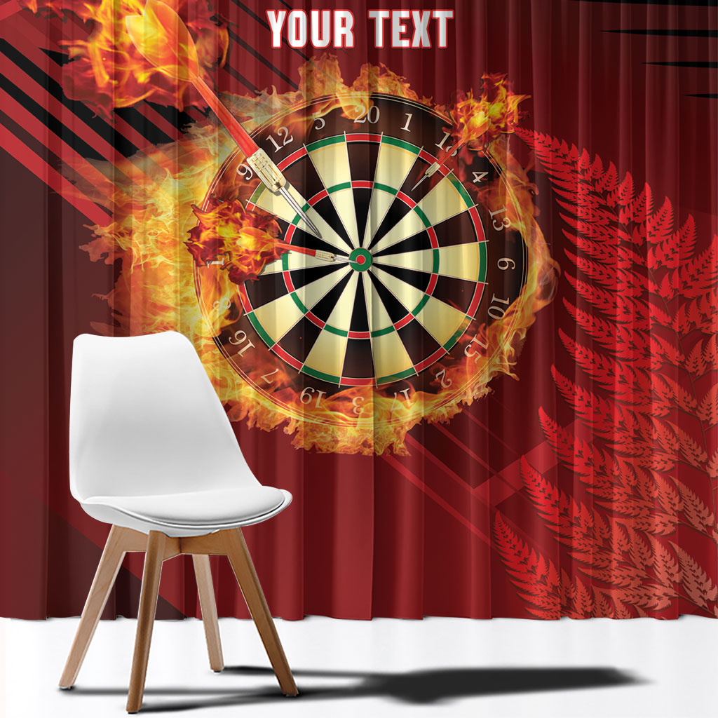 Personalised Darts New Zealand Window Curtain Silver Fern Red Color LT22 - Polynesian Pride