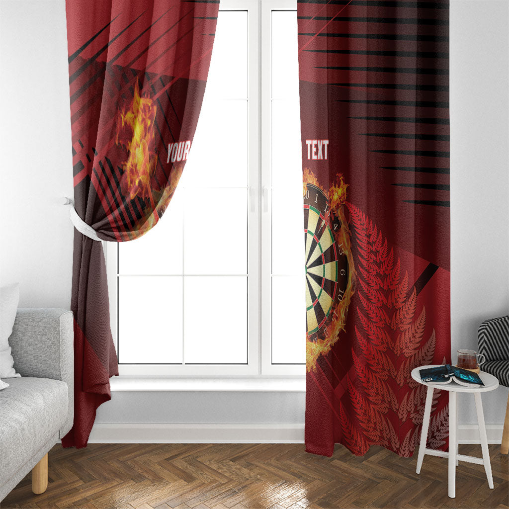 Personalised Darts New Zealand Window Curtain Silver Fern Red Color LT22 - Polynesian Pride