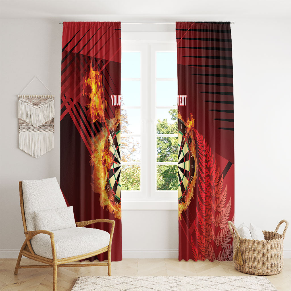 Personalised Darts New Zealand Window Curtain Silver Fern Red Color LT22 - Polynesian Pride